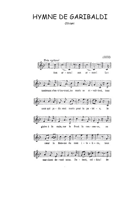 Téléchargez la partition de Hymne de Garibaldi en PDF